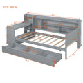 Twin Size Wooden Daybed With 3 Drawers, Usb Ports And Deskgray Twin Gray Wood