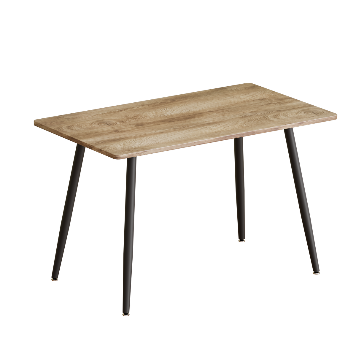 47" Modern Minimalist Mdf Wood Color Dining Table And Beige Dining Chair For 4,Black Metal Legs, Small Sized Dining Table, Office Desk, Kitchen Table, For4 6 Seat.Suitable For Home & Kitchen Wood