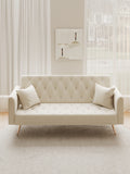 71 Inch Convertibleseat Sofa, American Retro Beige Velvet, Suitable For Small Living Room, Bedroom, Office Beige Velvet 2 Seat