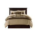 7 Pc Pieced Faux Suede Comforter Set Natural Queen Queen Natural Polyester