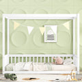 Twin Size Canopy Frame Floor Bed With Fence, Guardrails,White Twin White American Design Pine