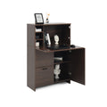 Desk Cabinet, With Storage Drawer & Shelves, Fold Up Desktop, Ideal For Home, Office, Dormitory, Small Spaces W31.49