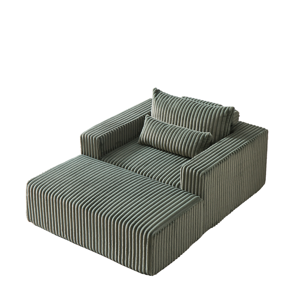 75 Inch Corduroy Sponge Sofa Lounge Chair With Removable Footrest,No Assembly Required,Fluffy Modern Sleeper Chair For Indoor Living Room Bedroom Army Green Foam Corduroy 1 Seat