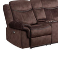 Jimny Domino Coffee Power Console Reclining Ls With Power Switch Coffee Fabric