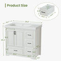 36'' Bathroom Vanities With Single Sink, Modern Under Mount Bathroom Sink Cabinet With 2 Closing Doors & 4 Drawers. White, 35.8''W X 19.7''D X 35.4''H. White Particle Board Mdf