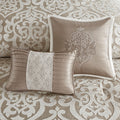 8 Piece Jacquard Comforter Set Tan Ivory King King Tan Ivory Polyester