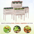 Outsunny 4Pcs Raised Garden Bed, Wooden Elevated Planter Box Kit With Bed Liner, Diy Shape, For Flowers Vegetables Natural Wood Wood