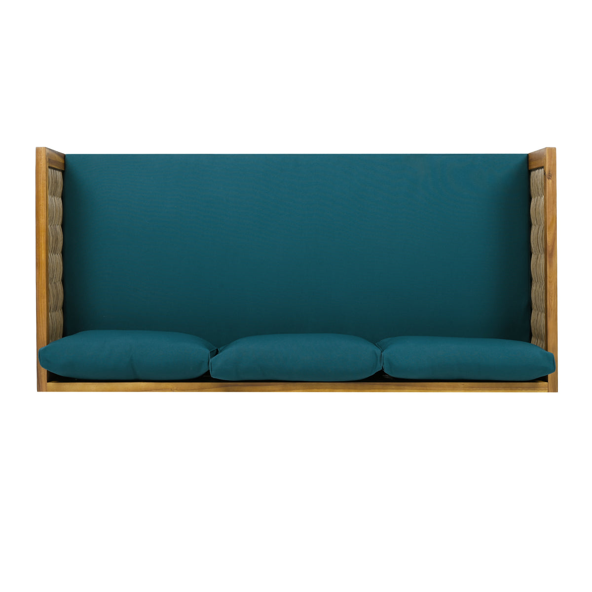 Claremont 3 Seater Daybed With Rattan Arms Teak Cushion Teak Wood Fabric Rattan