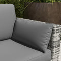 Outsunny Wicker Patio Couch, Pe Rattan 3 Seat Sofa, Outdoor Furniture With Deep Seating, Cushions, Steel Frame, Gray Gray Steel