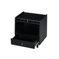Wooden Nightstand With Rattan Woven Storage Cabinet And 1 Drawer, Exquisite Elegance With Natural Storage Solutions For Bedroom, Black Black 1 Drawer Wood