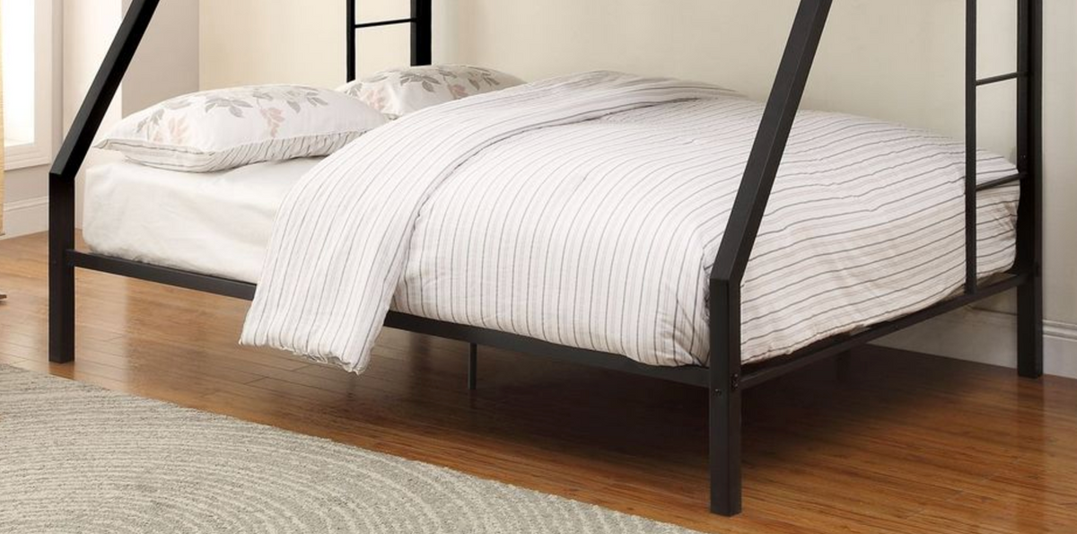 Limbra Sandy Black Finish Twin Xl Queen Bunk Bed Black Metal