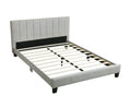 1Pc California King Size Bed Beautiful Gray Polyfiber Vertical Tufted Hb Platform Bedframe Slats Bedroom Furniture Box Spring Not Required California King Grey,Light Gray Wood Bedroom