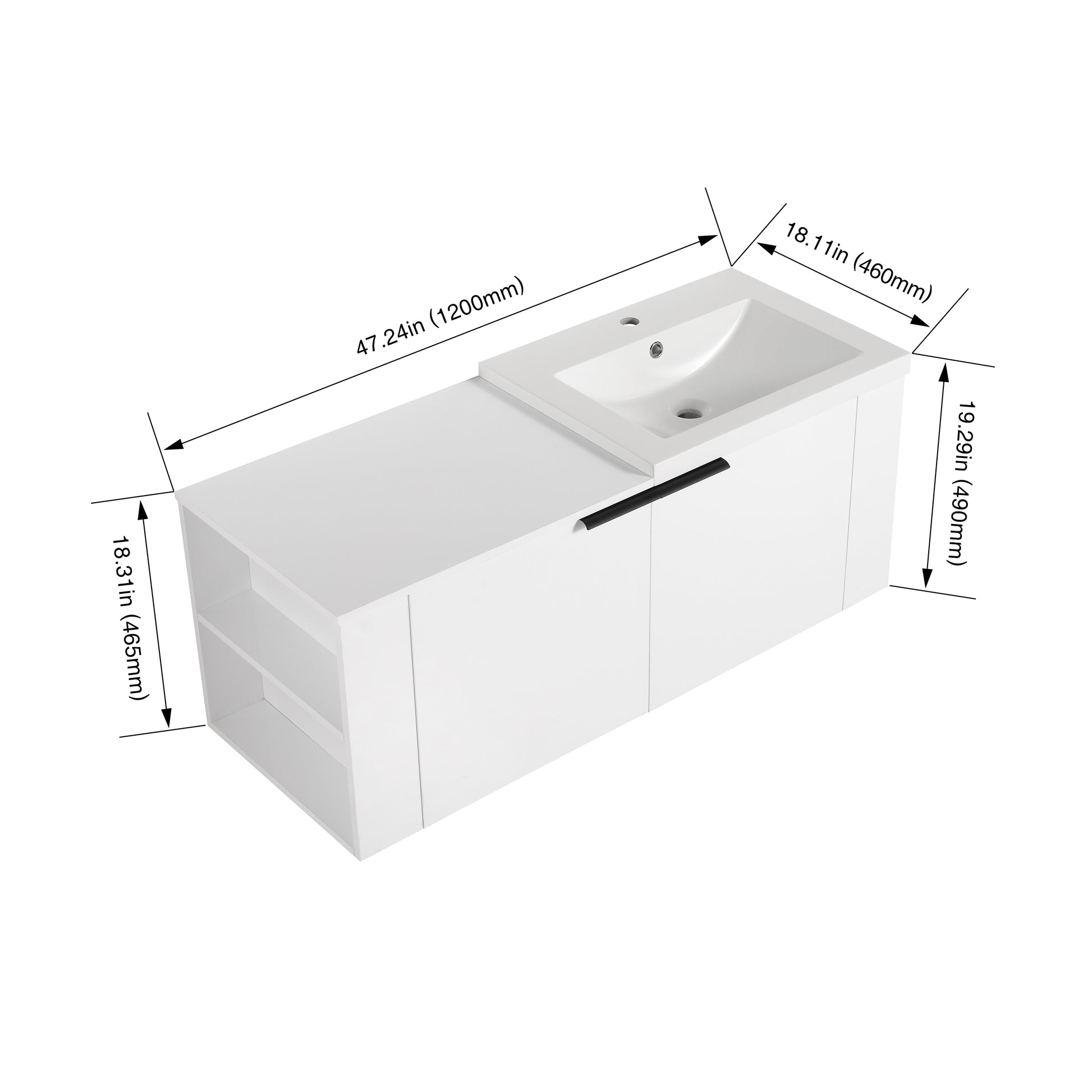 48 "Bathroom Vanity Sink Combo For Big Space,Modern Bathroom Cabinet Cabinet Combination, Bathroom Sink Cabinet Set, White Ameican White Oak Bathroom American Design Engineered Wood