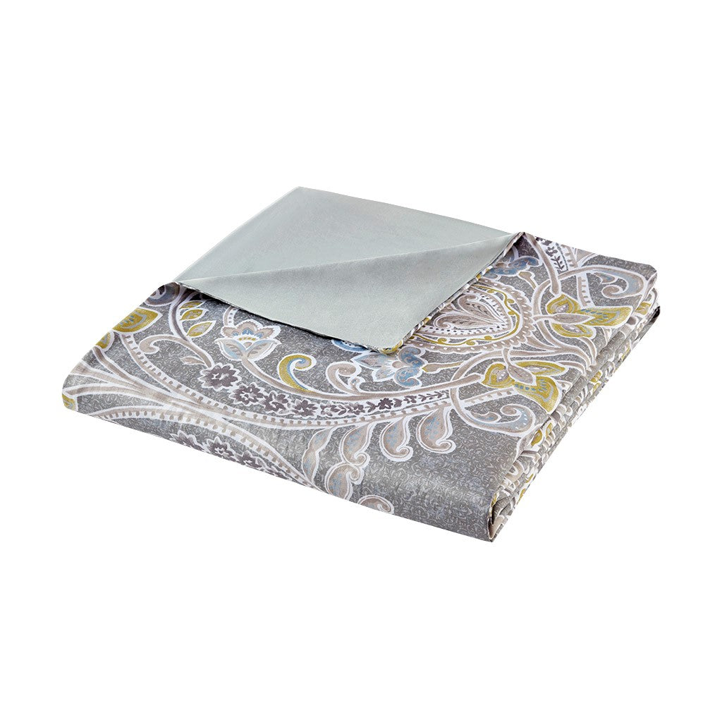 5 Piece Cotton Duvet Cover Set Grey King King Grey Cotton