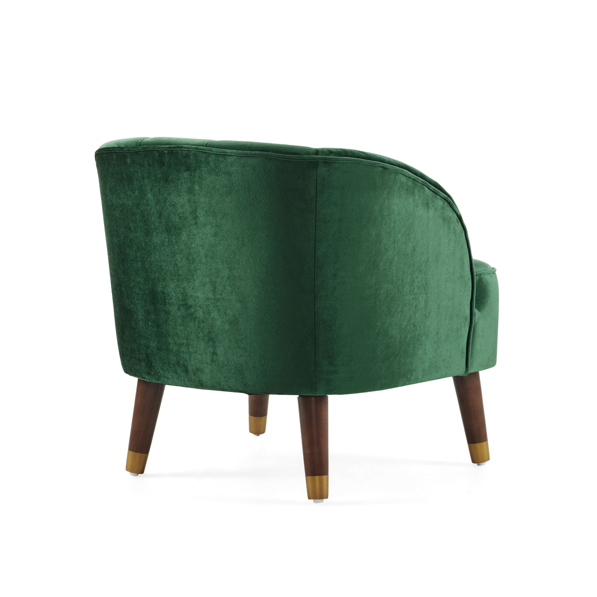 Upholstered Barrel Accent Chair With Wooden Legs Emerald Rubberwood Velvet