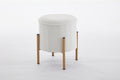 Modern Round Storage Ottoman, Ottoman Foot Stools With Metal Base, Ottoman Footstool With Removable Lid Storage Ottoman For Living Room, Bedroom, Makeup Room White White Upholstered