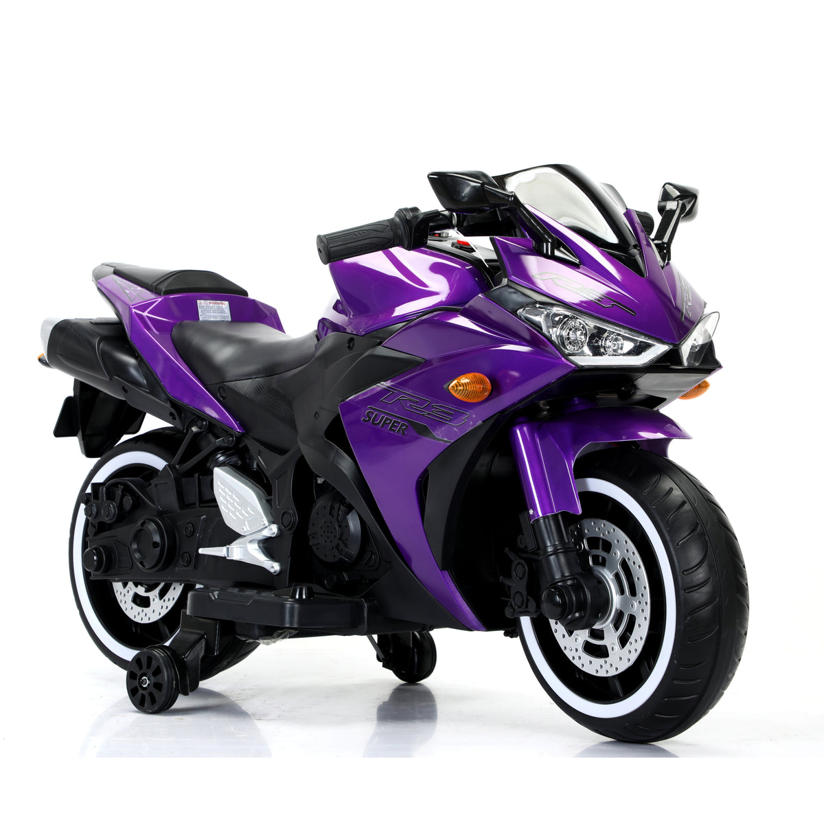 Tamco Kids Motorcycle 12V Motorcycle For Kids 3 4 5 6 Years Boys Girls 12V7Ah Kids Motorcycle Ride On Toy With Training Wheels Manual Throttle Drive By Hand Lightting Wheels Purple 50 99 Lbs Plastic Indoor & Outdoor Use