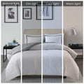 Reversible Yarn Dyed Stripe Down Alternative Comforter Set King White Gray Microfiber