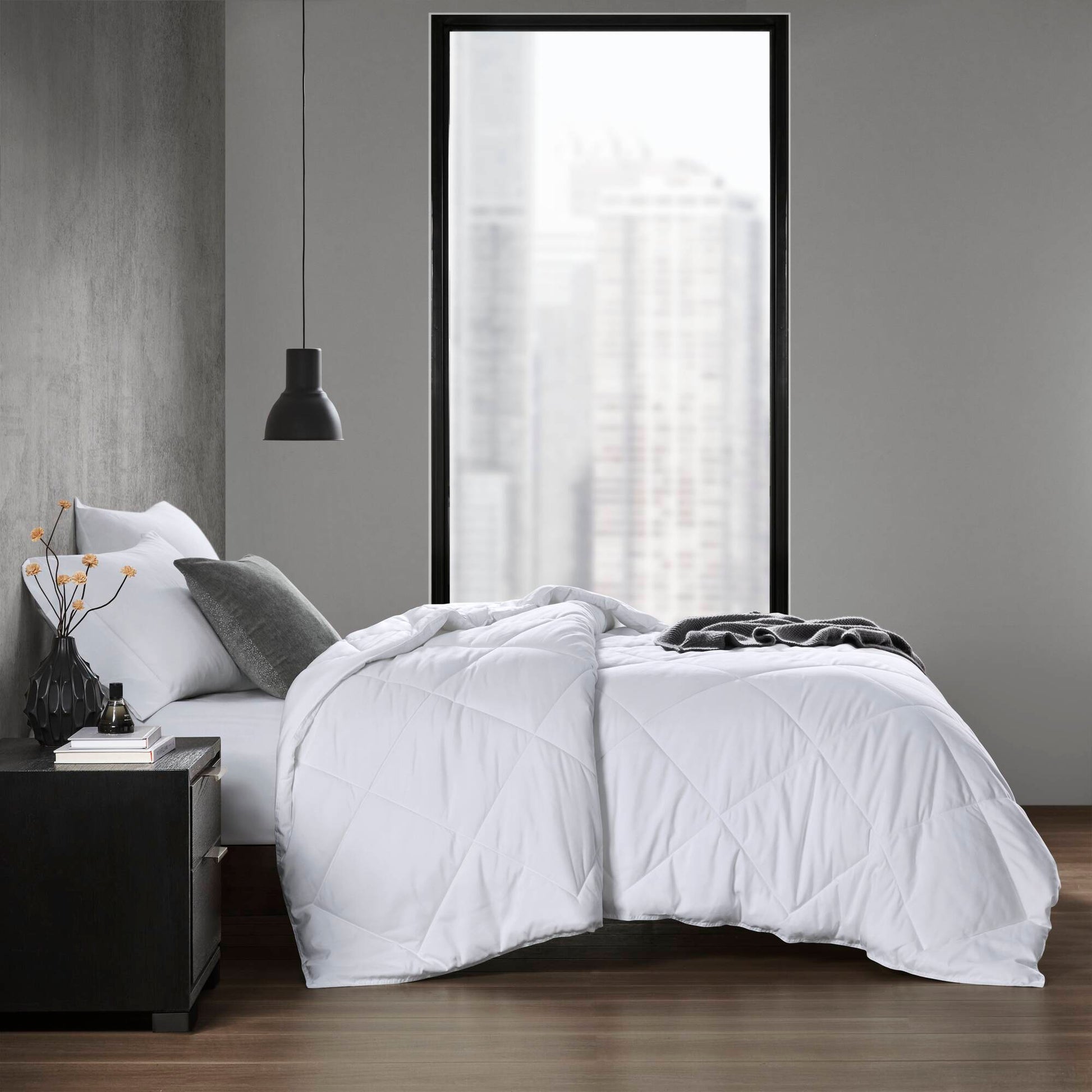 Oversized Down Alternative Comforter White King Cal King White Nylon