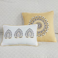 8 Piece Cotton Floral Printed Reversible Comforter Set Yellow Queen Queen Yellow Cotton