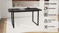 Mdf Black Wooden Dining Table And Modern Dining Chair Set Of 4 Pieces, Medieval Wooden Kitchen Dining Table Set, Black Rectangular Metal Base, Dining Table And Suede Chair Set Black Brown Mdf