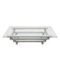 Modern Stainless Steel Coffee Table Set Set Of 3 , Clear Tempered Glass Table Top, Coffee Table & End Side Table 3 Pieces Sets For Living Room, Silver Clear,Silver Modern Open Storage Stainless