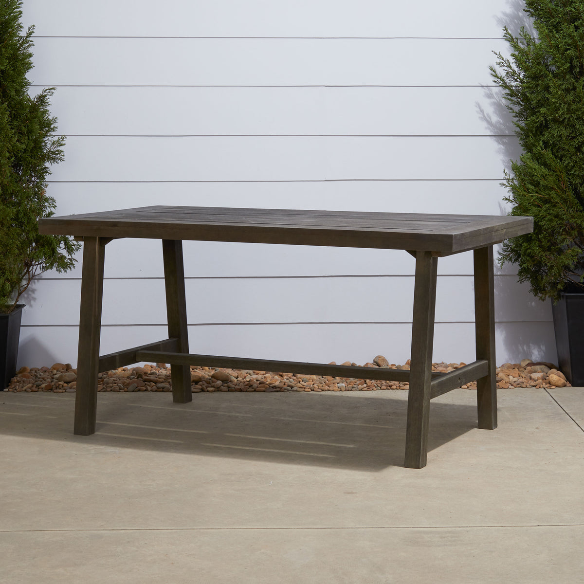 Renaissance Outdoor Patio Picnic Dining Table Grey Acacia Wood