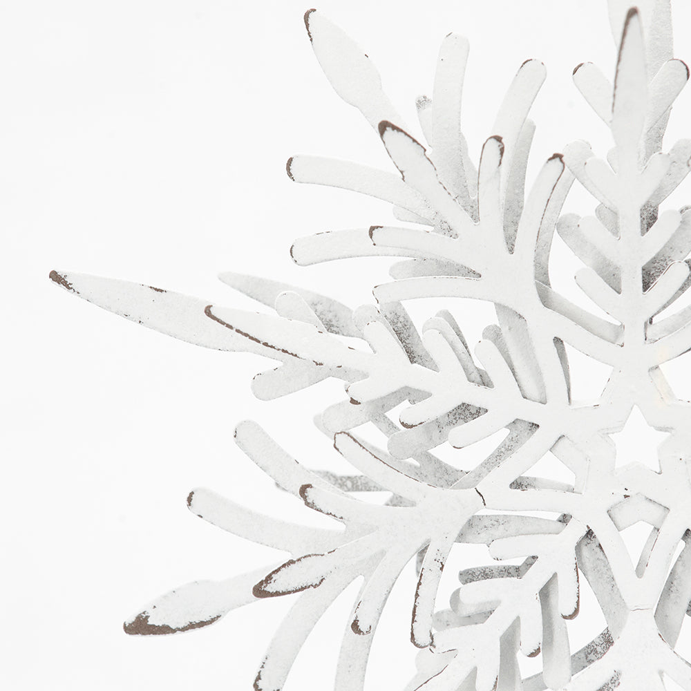 6.1X1.8X6.3" Iron Snowflake Hanger, Decorative Hanging Ball Christmas Tree Ornaments For Holiday Party Decorations, Set Of 6 White Iron