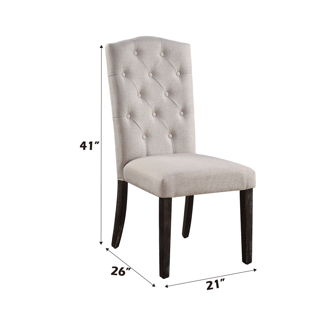 Gerardo Beige Linen & Weathered Espresso Dining Chair Set Of 2 Beige Linen