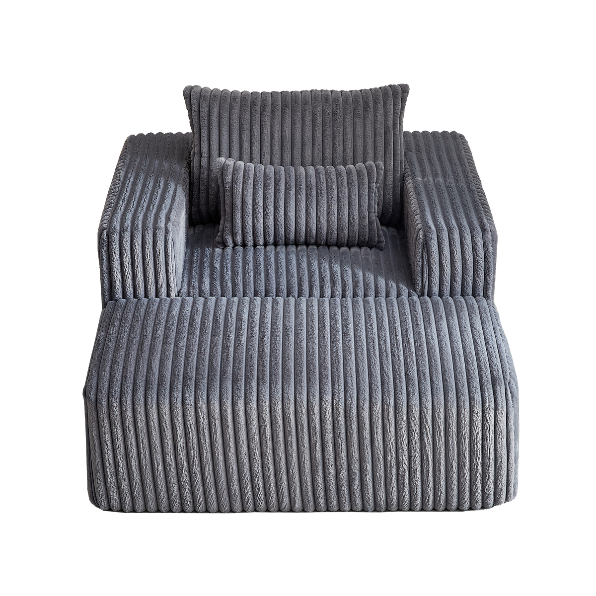 62.5 Inch Corduroy Sponge Sofa Lounge Chair With Removable Footrest,No Assembly Required,Fluffy Modern Sleeper Chair For Indoor Living Room Bedroom Grey Foam Corduroy 1 Seat