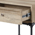 Oak And Sandy Black End Table With Slatted Lower Shelf Oak Primary Living Space Industrial Drawers Rectangular Wood Metal