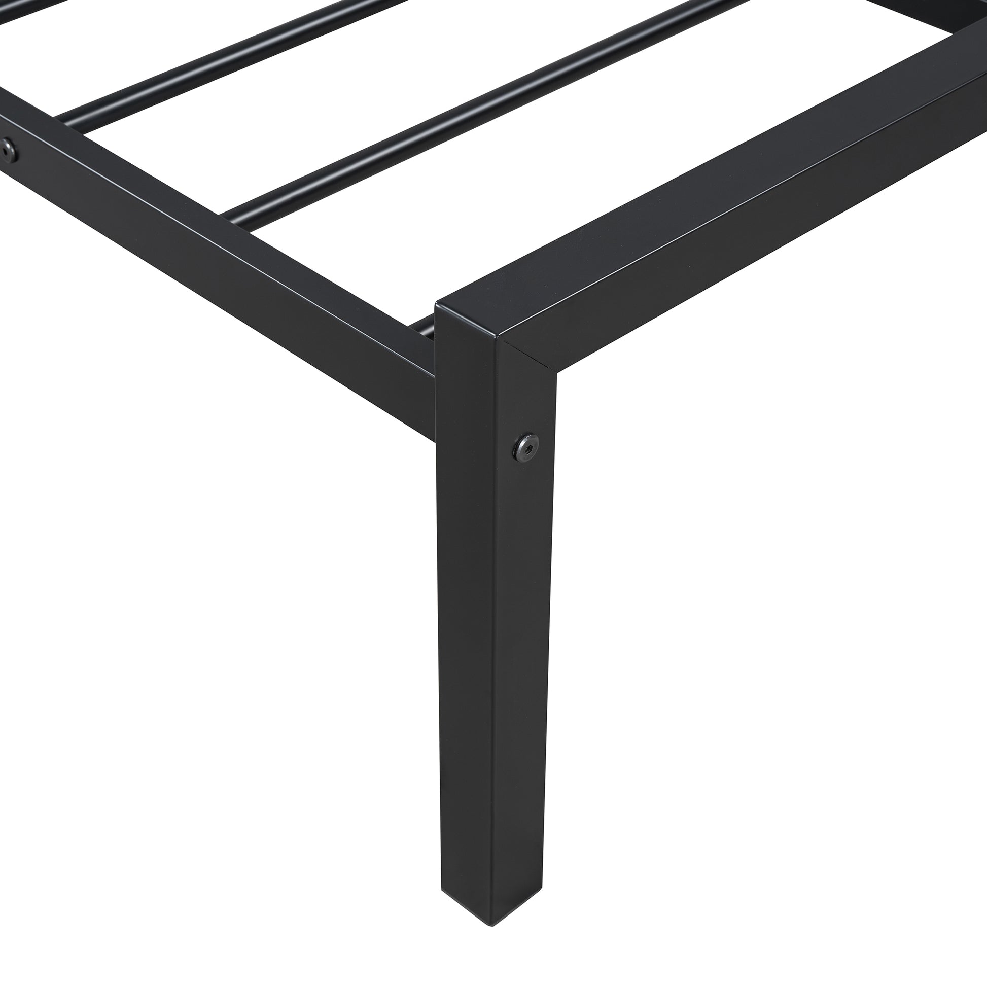 Full Size Metal Platform Bed With Two Drawers,House Shaped Headboard Design, Black Full Black Metal