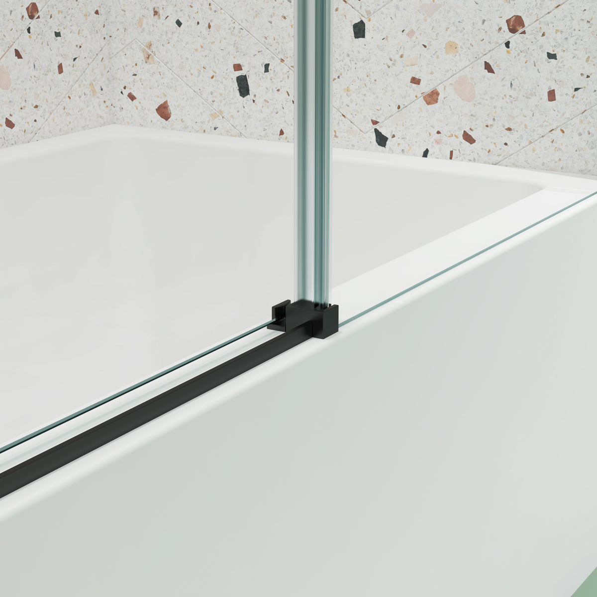 Bathtub Shower Door, Sliding Door, With 5 16" Tempered Glass And Matted Black Finish 6058 Matte Black Aluminium Alloy