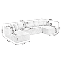 Arrived 131'' Modular Sectional Couch, U Shaped Sofachaise Lounge, Striped Fabric,Upholstered 4 Seater Couch For Living Room, Bedroom, Free Combination Sofa Corduroy , Gray Gray Polyester Primary Living Space Soft Modern Square Arms Foam Upholstered 4