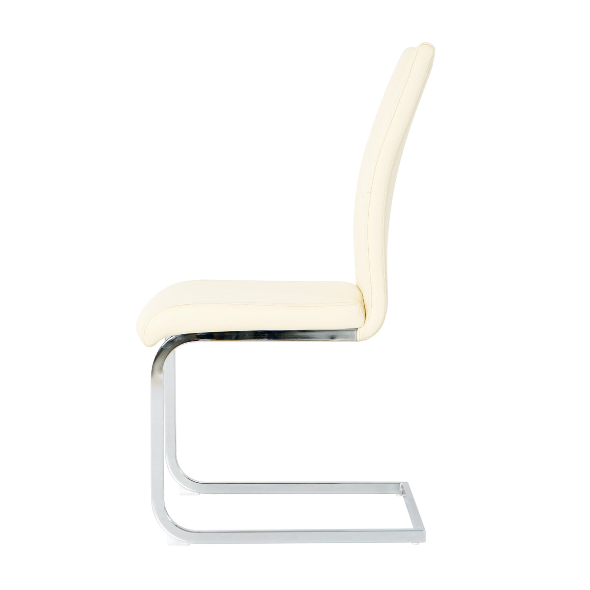Modern Pu Dining Chair Living Room Chair Upholstered Chair, Electroplated Metal Legs Design, Kitchen, Living Room, Bedroom, Dining Room Side Chair Set Of 2 Light Yellow Metal