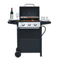 Propane Gas Grill 4 Burner Barbecue Grill, Stainless Steel 34,000 Btu Patio Garden Barbecue Grill With Two Shelves, Lid, Wheels And Bottle Opener Black Iron