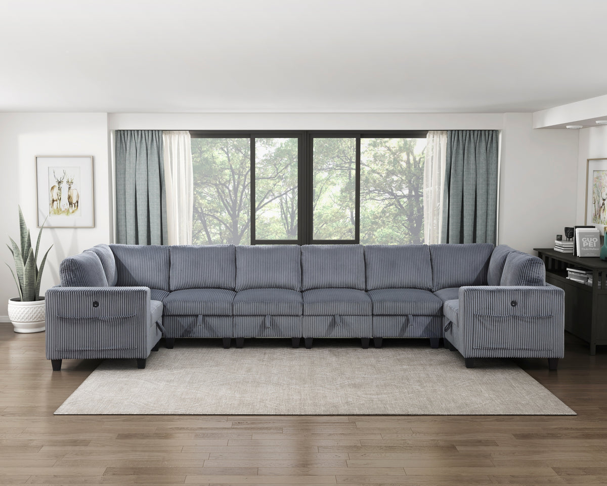 Modern Living Room Furniture Dark Gray Armless Chair With Storage Corduroy Fabric Upholstery 1Pc Modular Armless Chair Dark Gray Primary Living Space Contemporary,Modern Solid Wood