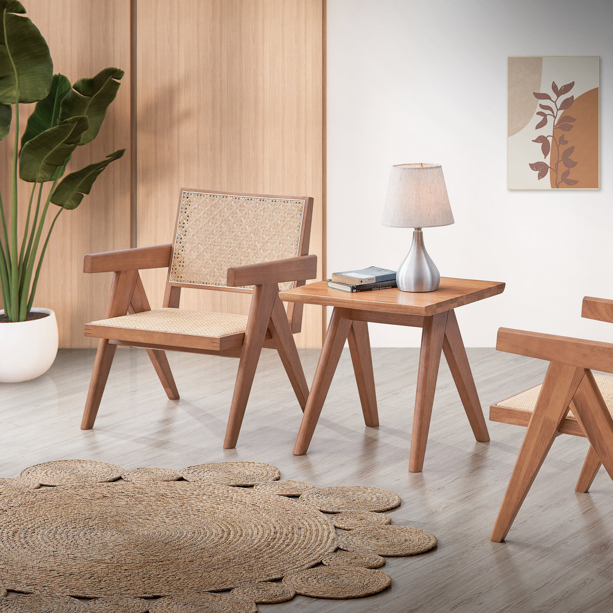 Beige And Natural Accent Chair Natural Primary Living Space Modern Wood Rattan