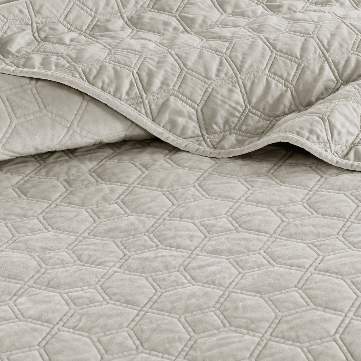 3 Piece Velvet Quilt Set Ivory King Cal King King Ivory Cotton