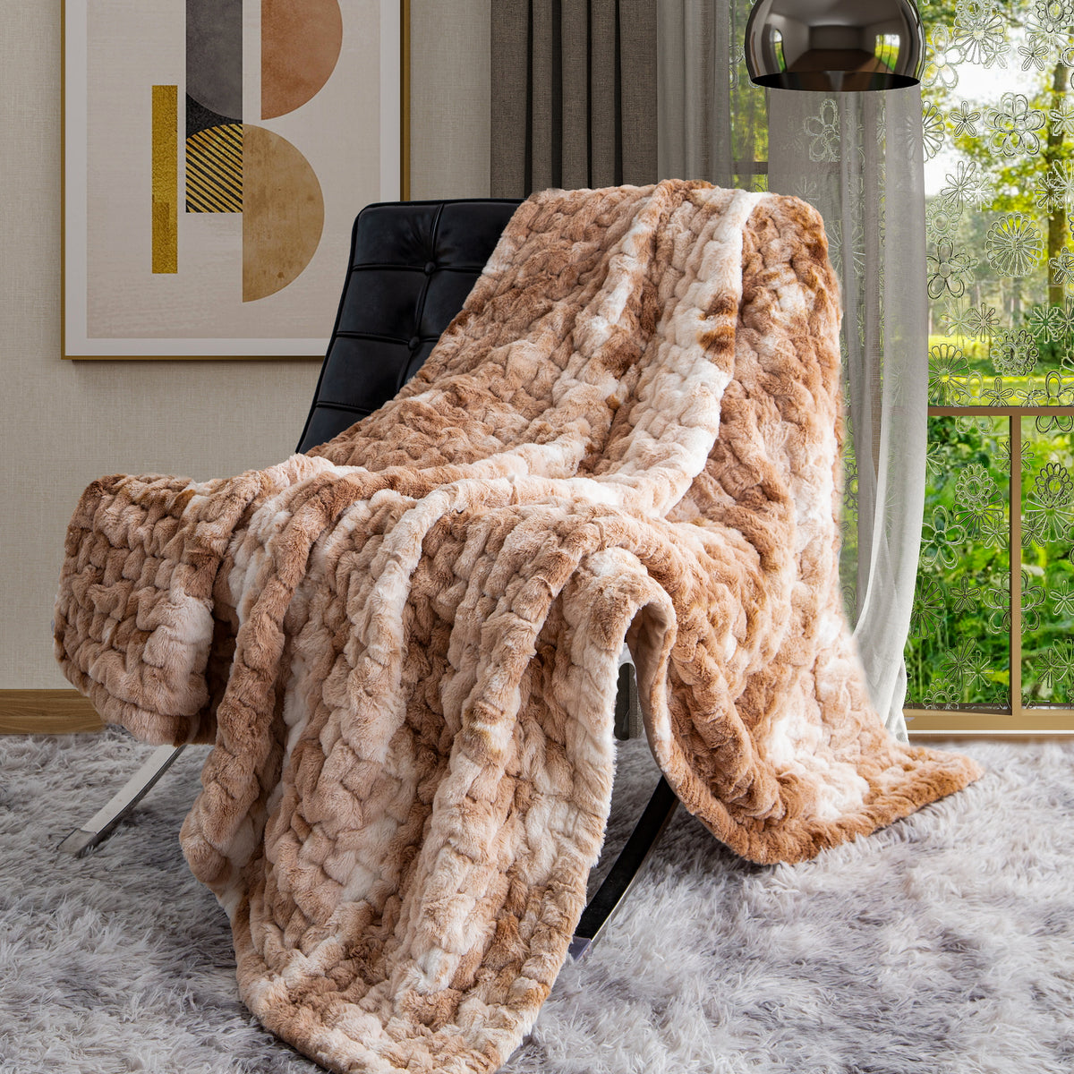 50X60" Faux Fur Throw Multicolor Faux Fur