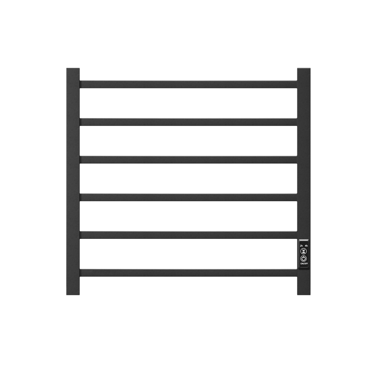 Towel Warmer 6 Bar Electric Heated Towel Rack Wall Mount Plug In Bath Towel Heater Matt Black Timer Black Bathroom Aluminium
