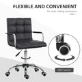 Homcom Home Office Chair, Modern Computer Desk Chair, Task Chair With Upholstered Pu Leather, Adjustable Height, Swivel Wheels, Black Black Faux Leather