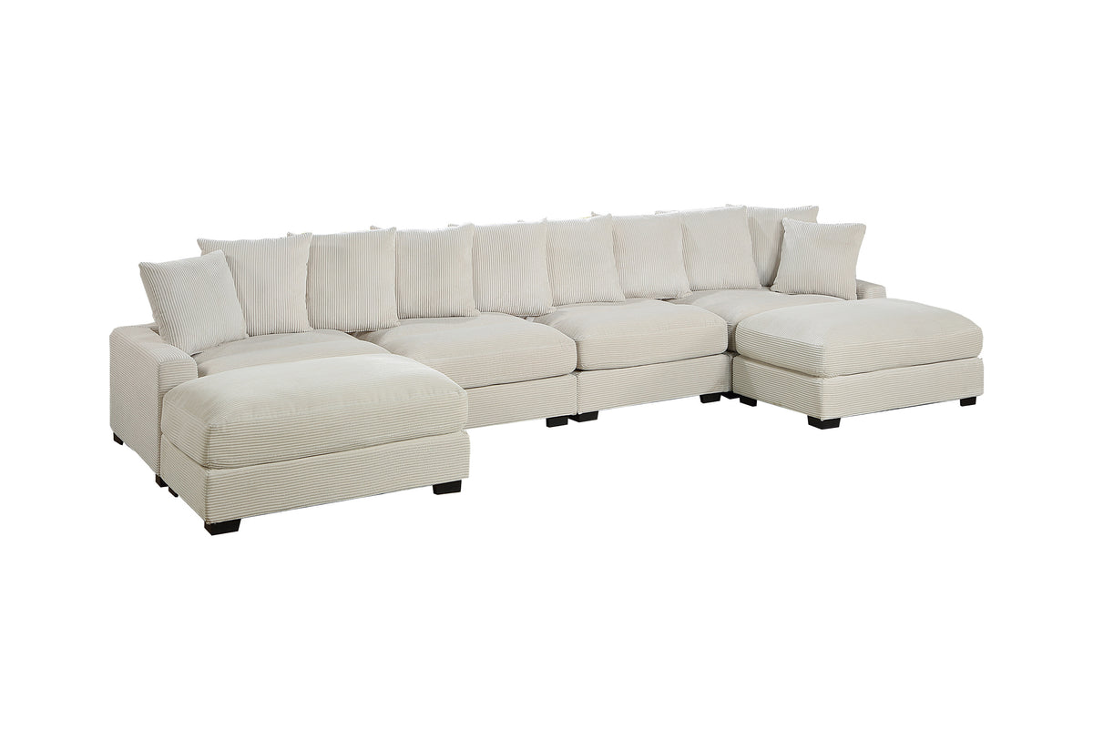 Living Room Furniture 1Pc Ottoman Beige Color Corduroy Soft Cushion Cocktail Ottoman Wood Legs Beige Primary Living Space Beige Contemporary,Modern Rectangle Corduroy