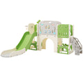 11 In 1 Toddler Slide, Kids Slide For Toddler Age 1 3 With Basketball Hoop, Kids Slide Playset Structure,Arch Tunnel And Telescope, Toy Storage Organizer For Toddlers, Kids Climbers Playground Green Cute 1 To 2 Years Hdpe Indoor & Outdoor Use