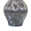 Niek 30 Inch Hydrocal Table Lamp, Empire Shade, Urn Base, Gray Wash Finish Gray Beige Fabric