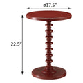 Red Round Wooden Side Table Red Primary Living Space Round Wood Pedestal