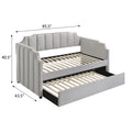 Dove Grey Tufted Back Twin Daybed With Trundle Box Spring Not Required Twin Grey Wood Gray Traditional Velvet