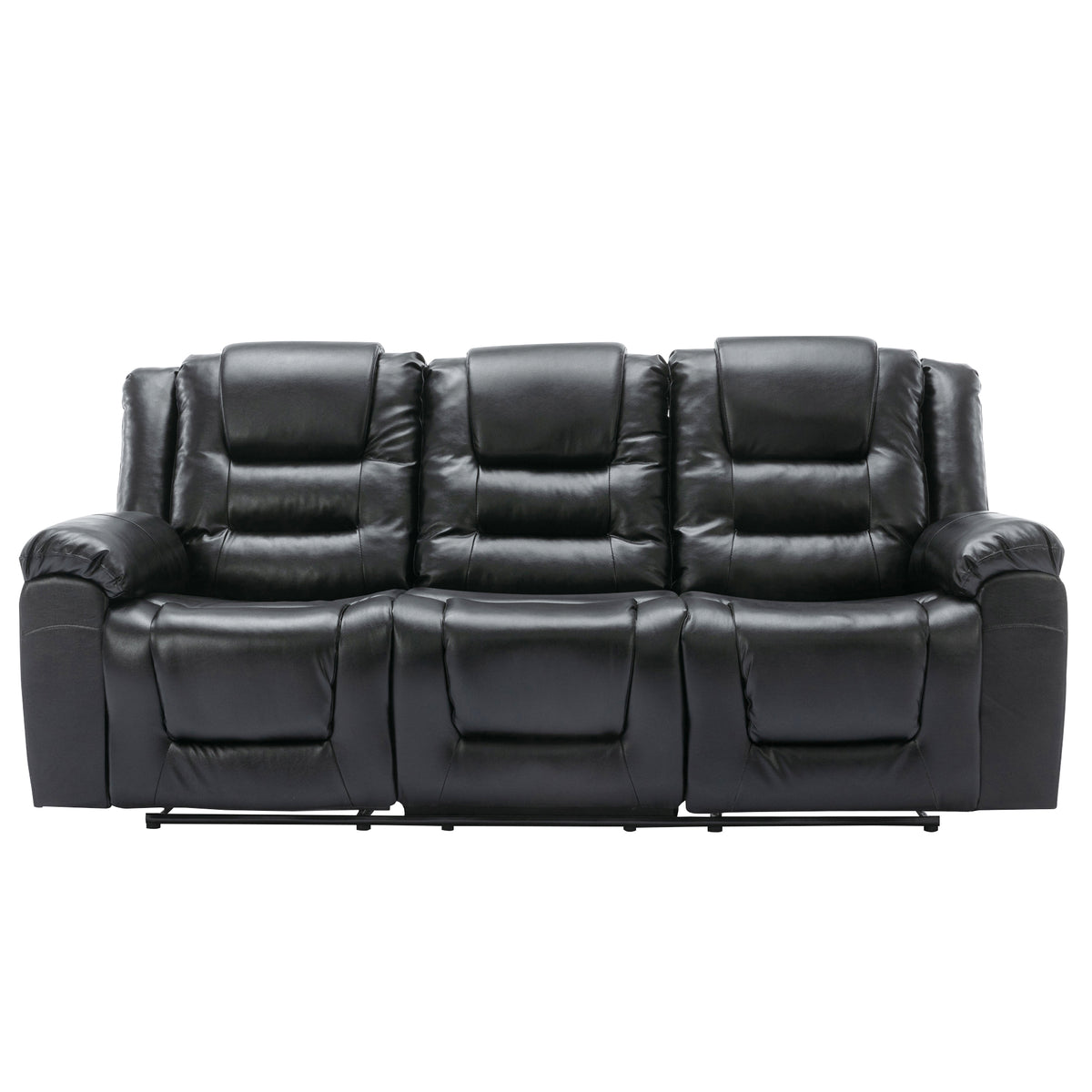 Home Theater Recliner Set Manual Recliner Chair With Wide Armrest, Two Built In Cup Holders For Living Room,Bedroom, Black Old Sku:Sg000760Aab Black Foam Pu Leather