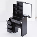 Small Size Left Bedside Cabinet Vanity Table Cushioned Stool, Extra Large Sliding Mirror, Multi Layer, High Capacity Storage Fashionable Dresser, Suitable For Small Space, Epa,Gcc,Ul Certificate