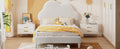 Twin Size Upholstered Cloud Shape Bed ,Velvet Platform Bed With Headboard,No Box Spring Needed,Beige Twin Beige Velvet